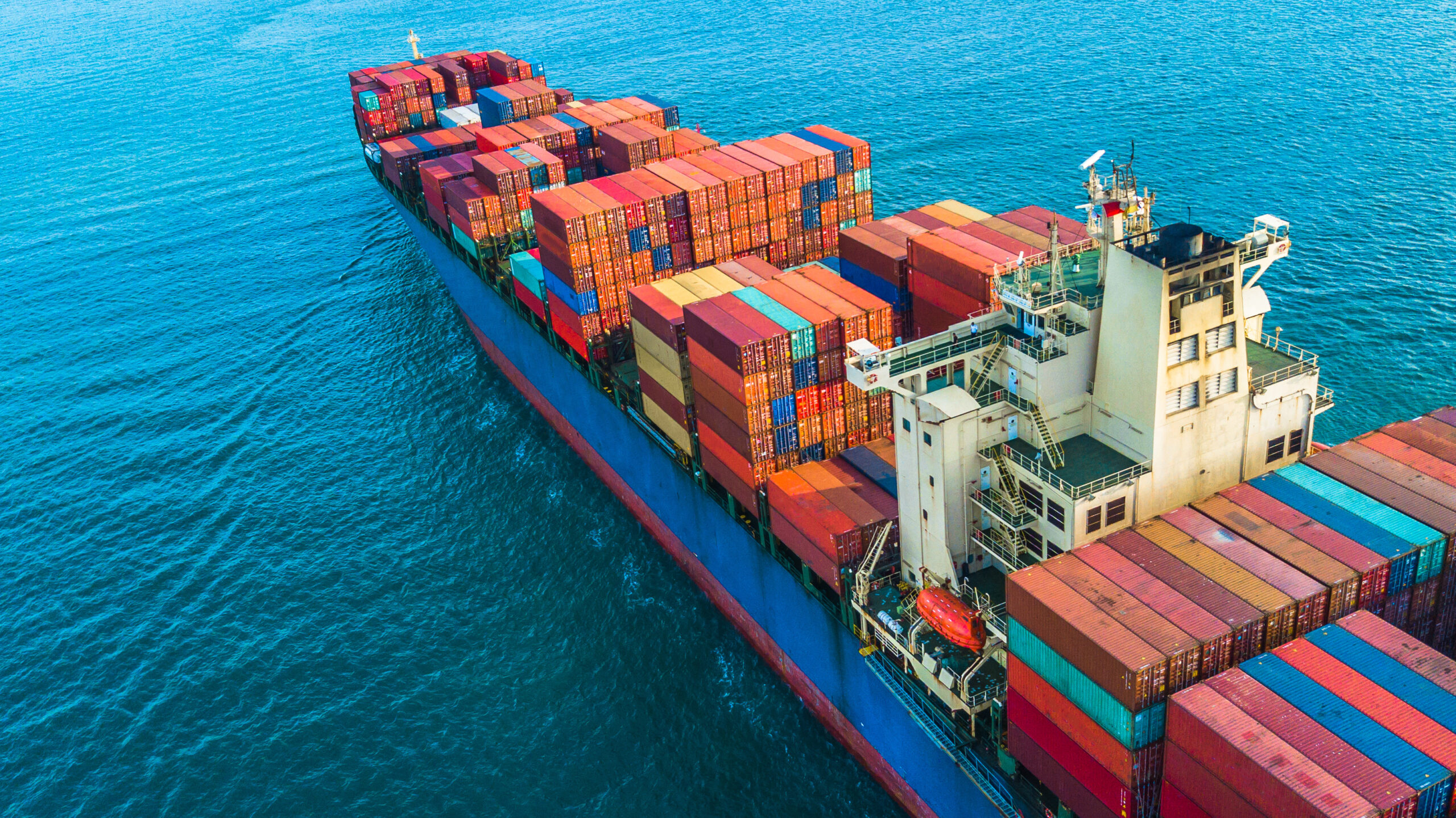 Aerial top view container cargo ship, Business logistic and tran